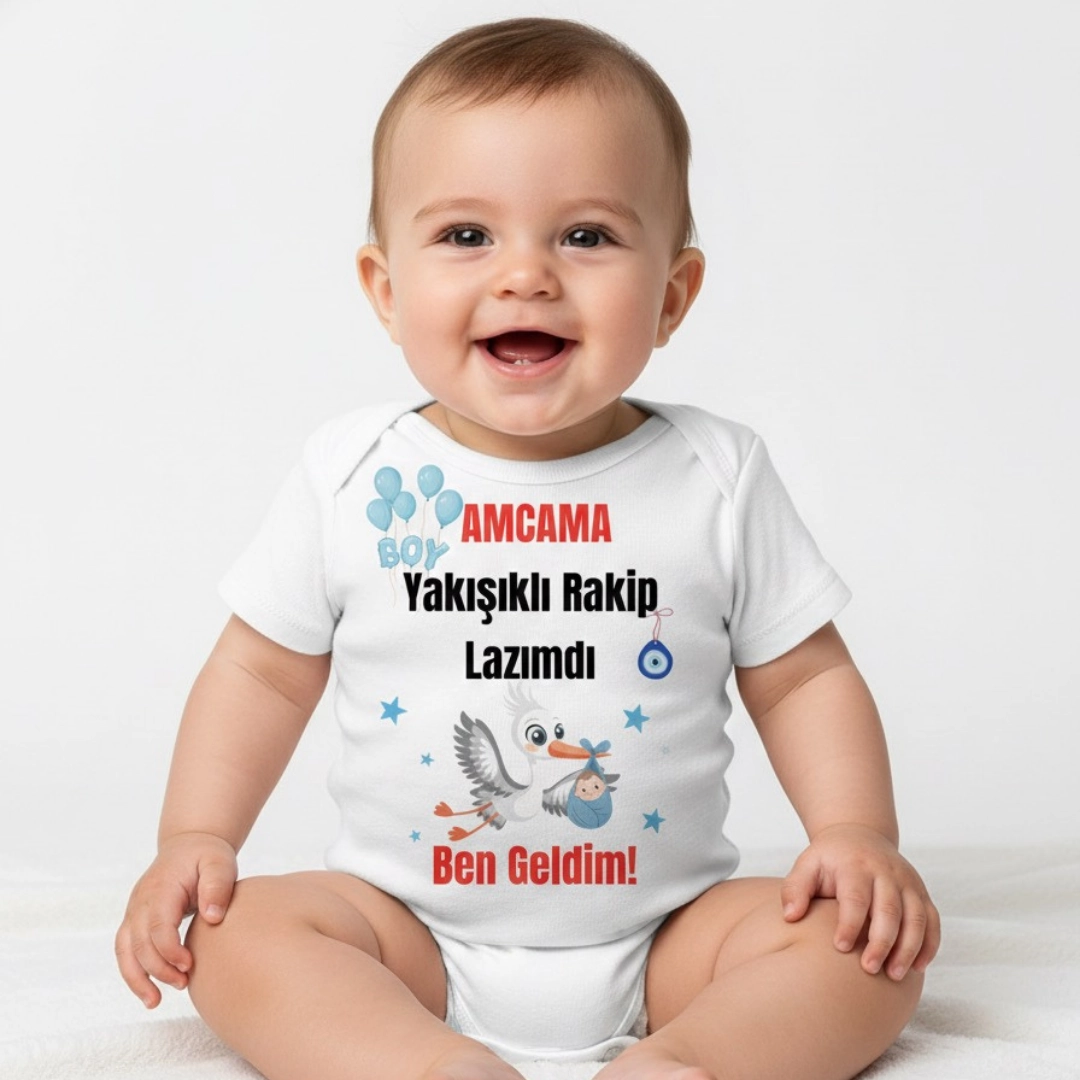 Amcama Yakışıklı Rakip Lazımdı Ben Geldim Baskılı Zıbın Amcama Yakışıklı Rakip Lazımdı Ben Geldim Baskılı Zıbın - Görsel 1