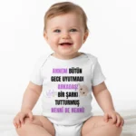 Annem Bütün Gece Uyutmadı Baskılı Zıbın Kız Bebek