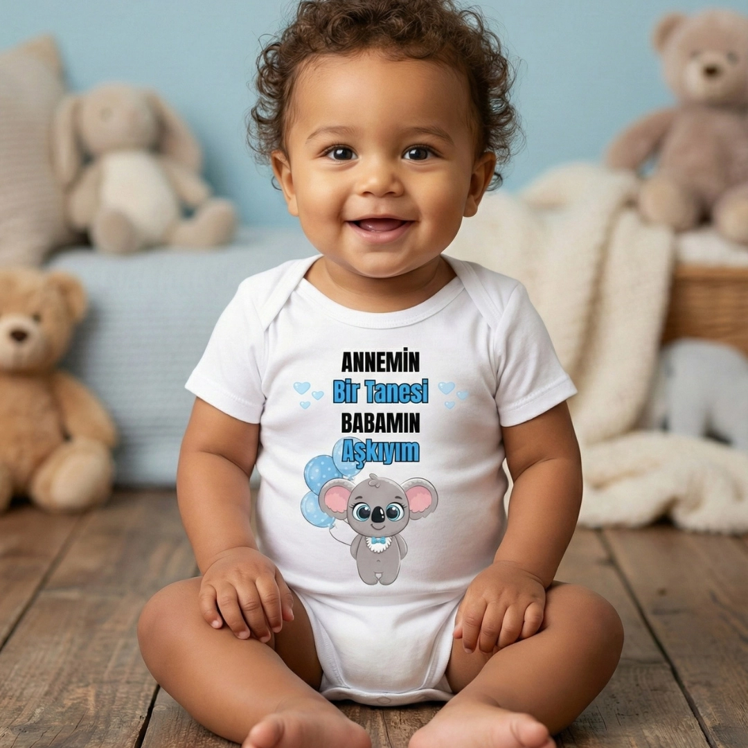 Annemin Bir Tanesi Babamın Aşkıyım Baskılı Zıbın Annemin Bir Tanesi Babamın Aşkıyım Baskılı Zıbın - Görsel 1