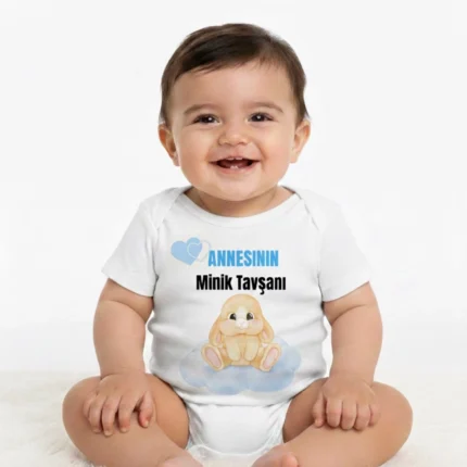 Annesinin Tavşanı Baskılı Zıbın Erkek Bebek