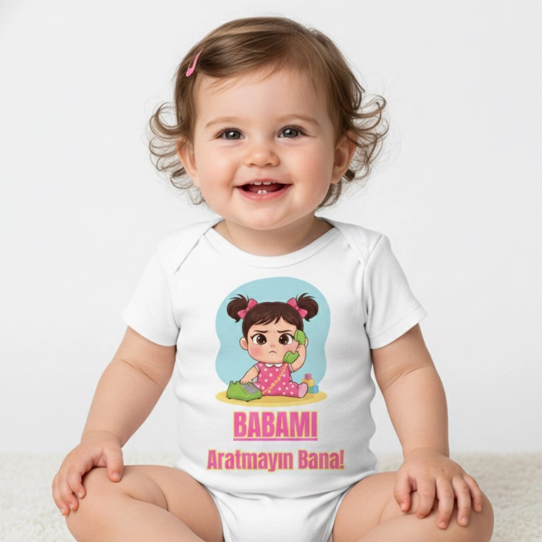 Babamı Aratmayın Bana Baskılı Zıbın Kız Bebek Babamı Aratmayın Bana Baskılı Zıbın Kız Bebek - Görsel 1
