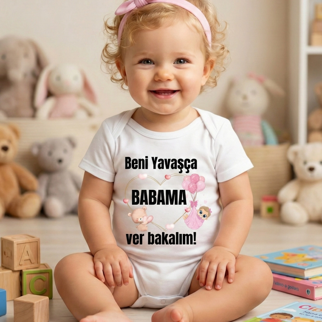 Beni Yavaşça Babama Ver Bakalım Baskılı Zıbın (2) Beni Yavaşça Babama Ver Bakalım Baskılı Zıbın (2) - Görsel 1