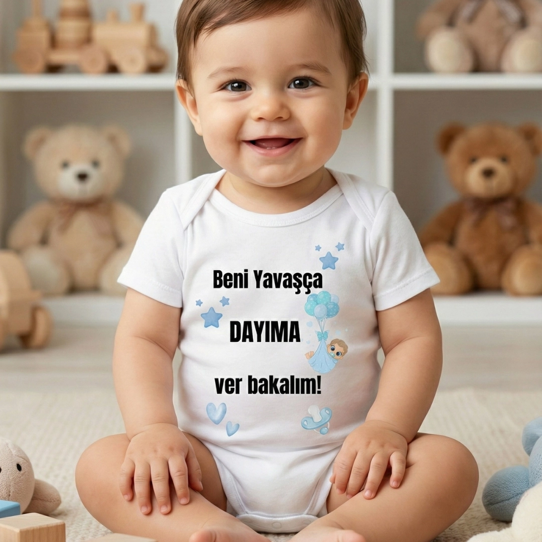 Beni Yavaşça Dayıma Ver Bakalım Baskılı Zıbın Beni Yavaşça Dayıma Ver Bakalım Baskılı Zıbın - Görsel 1