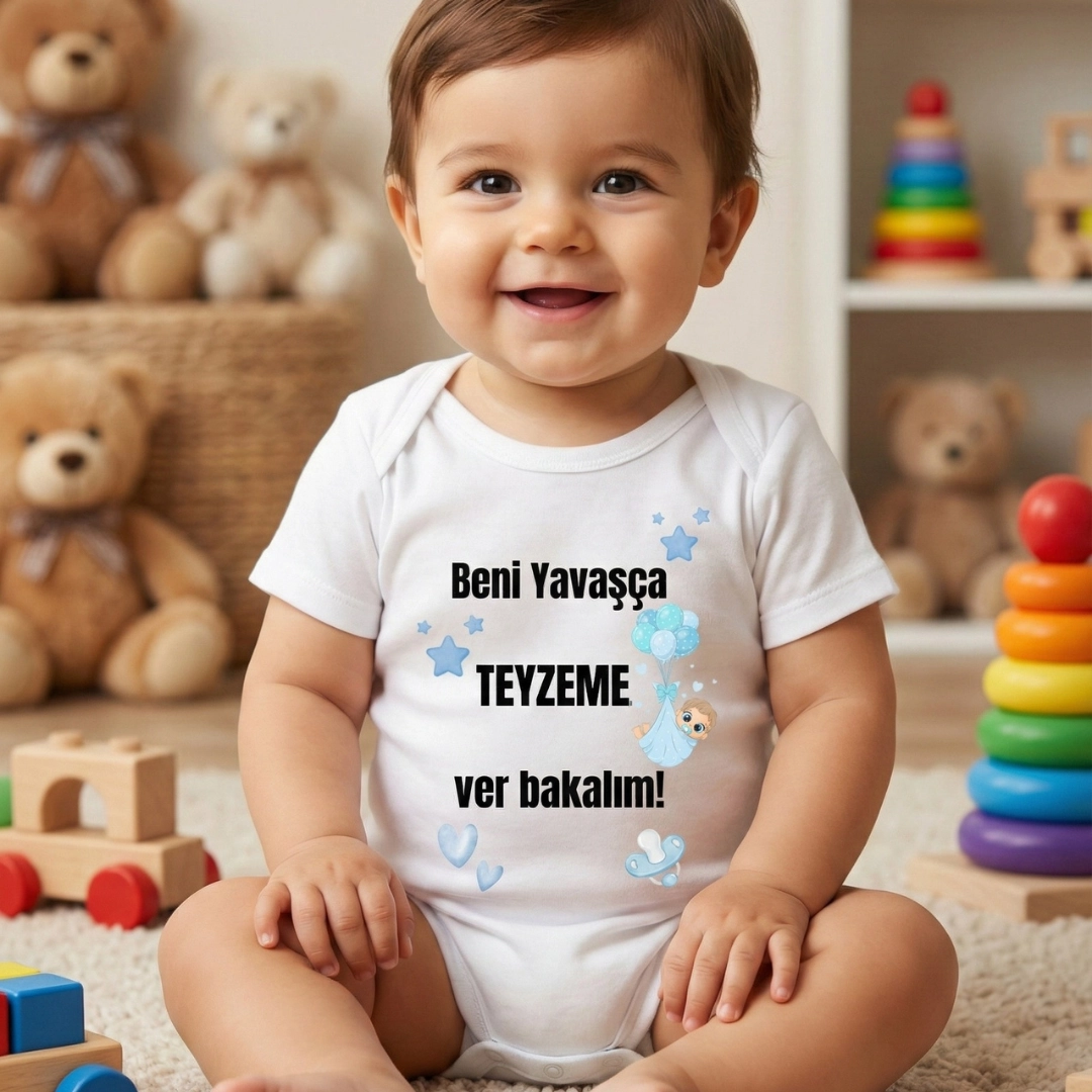 Beni Yavaşça Teyzeme Ver Bakalım Baskılı Zıbın Beni Yavaşça Teyzeme Ver Bakalım Baskılı Zıbın - Görsel 1
