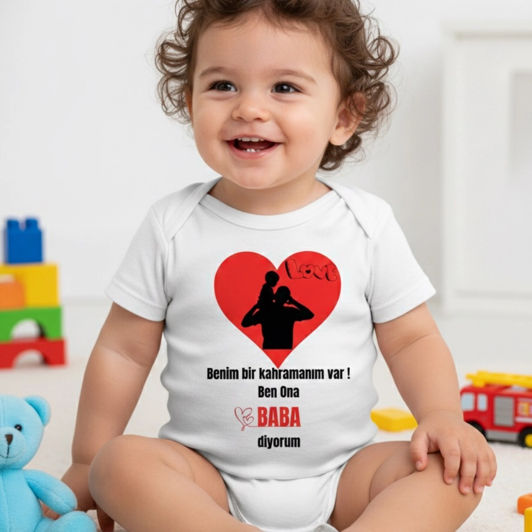 Benim Bir Kahramanım Var Baba Baskılı Zıbın Benim Bir Kahramanım Var Baba Baskılı Zıbın - Görsel 1