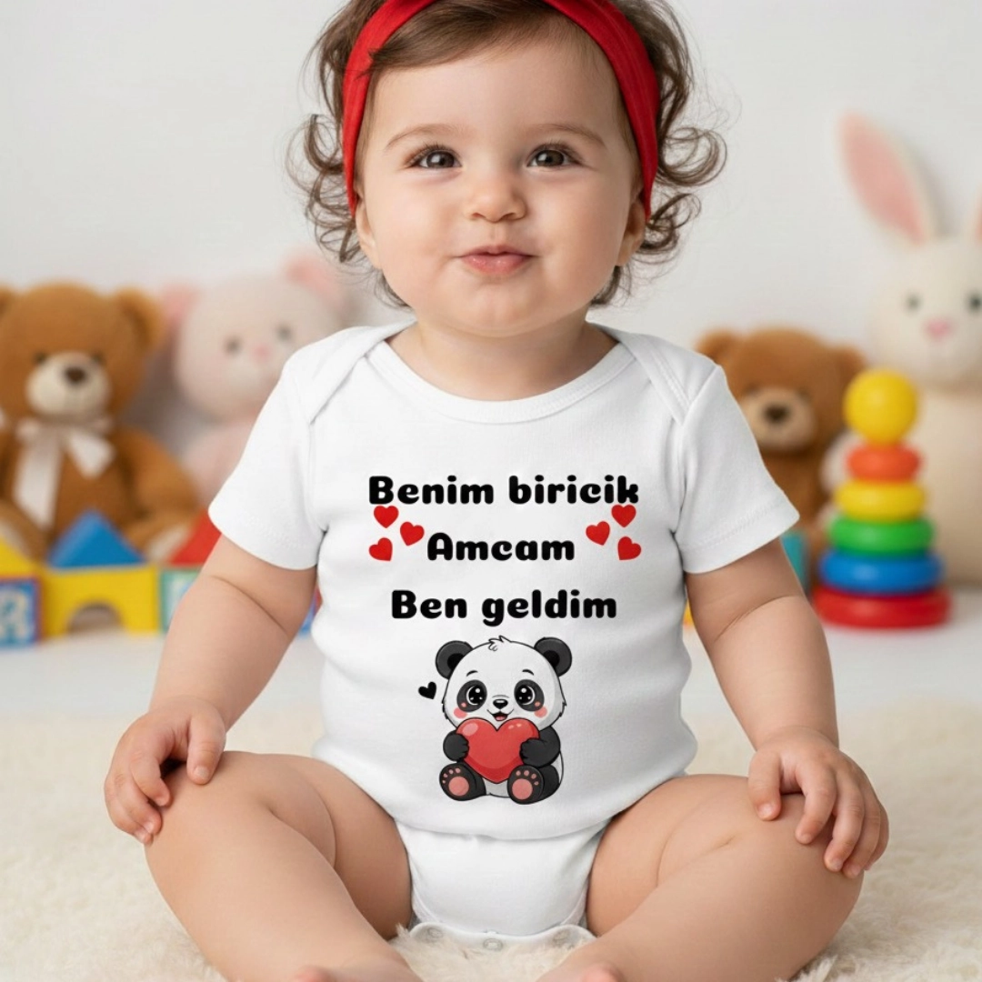 Benim Biricik Amcam Ben Geldim Baskılı Zıbın Benim Biricik Amcam Ben Geldim Baskılı Zıbın - Görsel 1