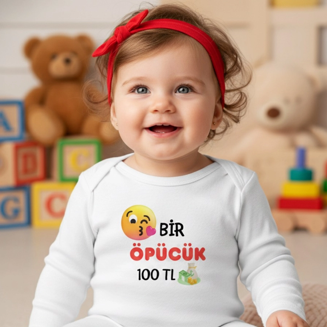 Bir Öpücük 100 TL Baskılı Zıbın Bir Öpücük 100 TL Baskılı Zıbın - Görsel 1