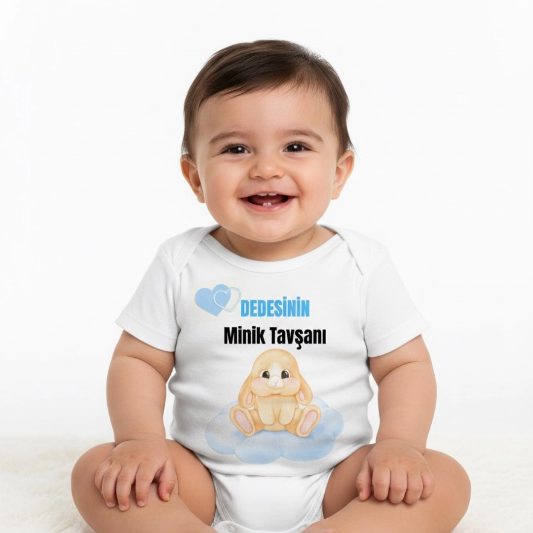 Dedesinin Minik Tavşanı Baskılı Zıbın Erkek Bebek Dedesinin Minik Tavşanı Baskılı Zıbın Erkek Bebek - Görsel 1