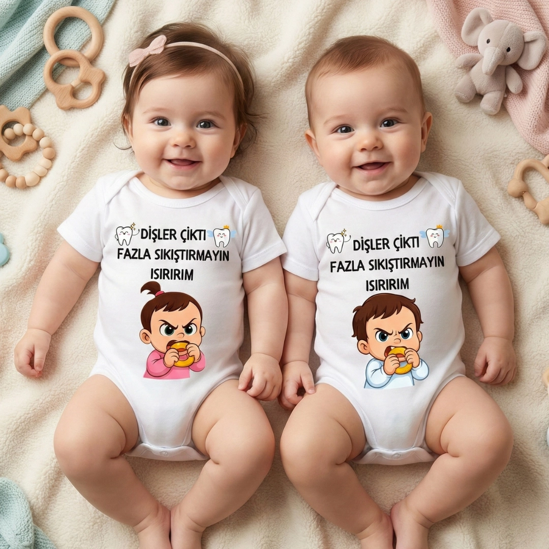 Dişler Çıktı Fazla Sıkıştırmayın Baskılı Zıbın Dişler Çıktı Fazla Sıkıştırmayın Baskılı Zıbın - Görsel 1