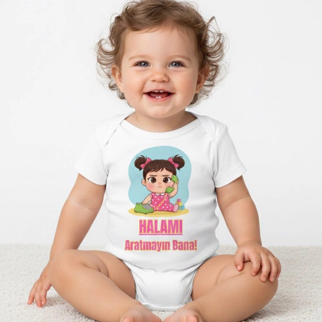 Halamı Aratmayın Bana Baskılı Zıbın Kız Bebek Halamı Aratmayın Bana Baskılı Zıbın Kız Bebek - Görsel 1