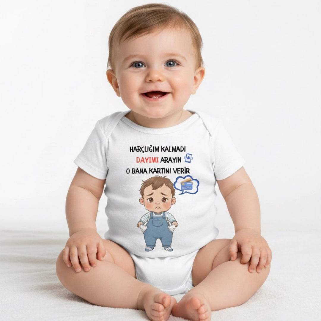 Harçlığım Kalmadı Dayı Baskılı Zıbın Erkek Bebek Harçlığım Kalmadı Dayı Baskılı Zıbın Erkek Bebek - Görsel 1