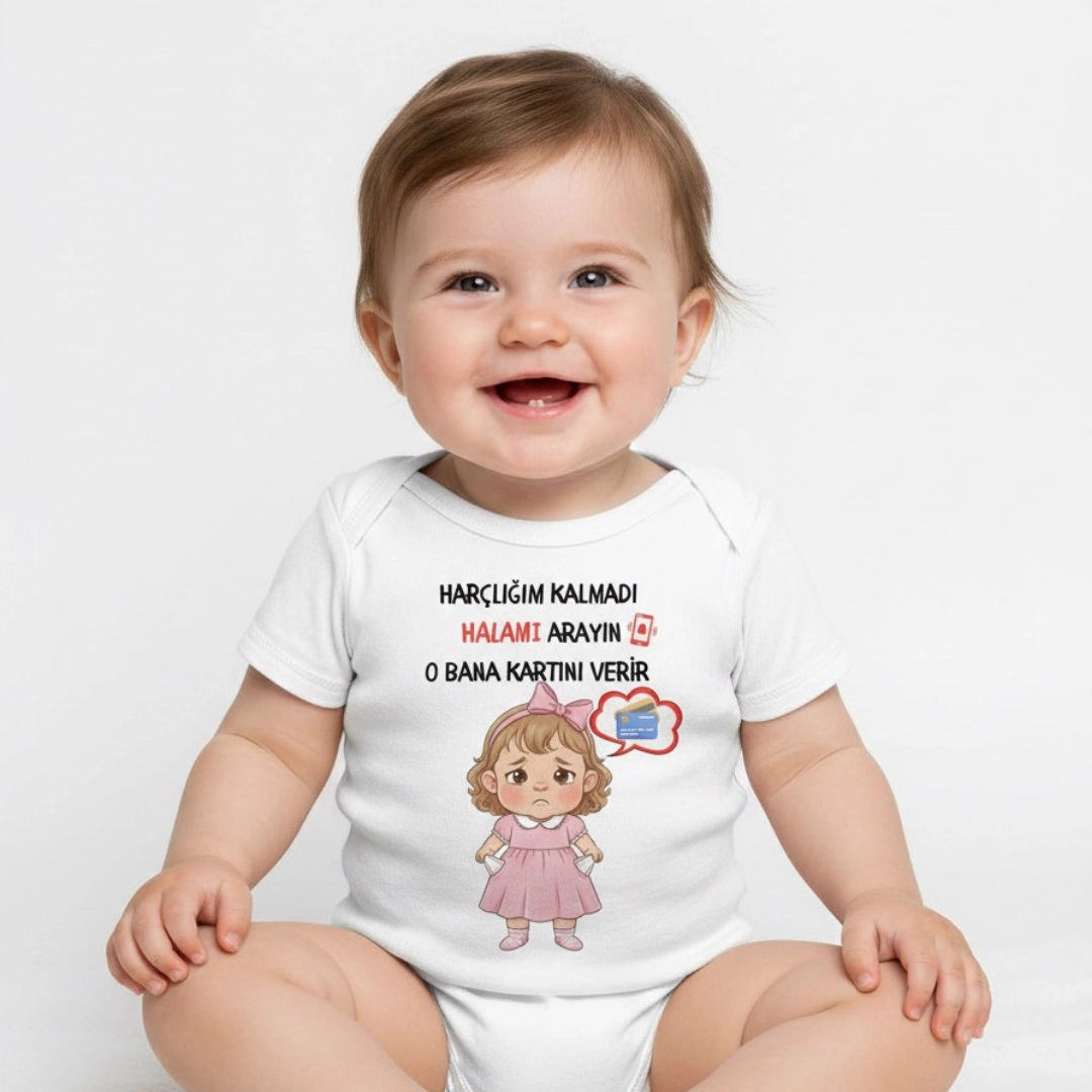 Harçlığım Kalmadı Hala Baskılı Zıbın Kız Bebek Harçlığım Kalmadı Hala Baskılı Zıbın Kız Bebek - Görsel 1