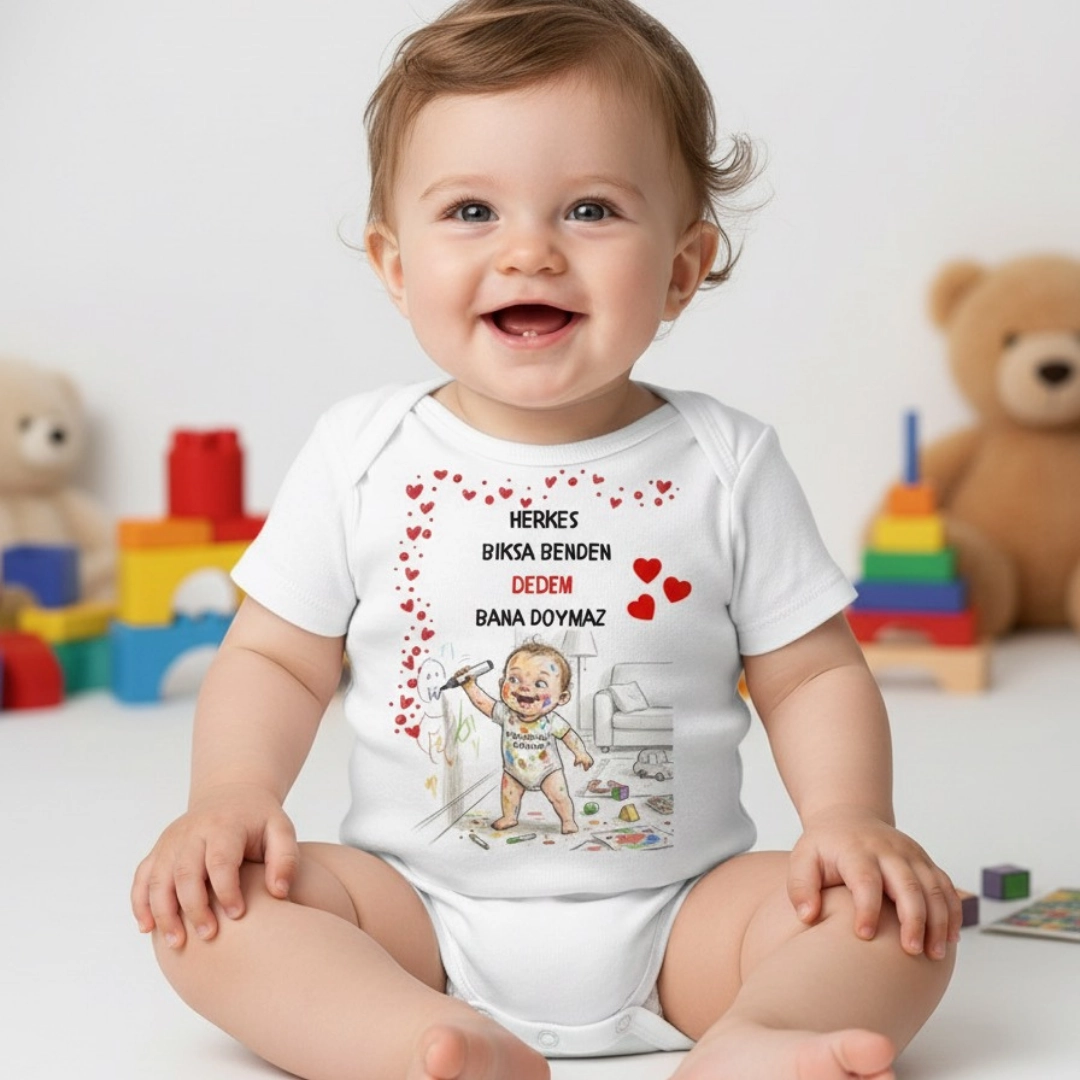 Herkes Bıksa Benden Dedem Bana Doyamaz Baskılı Zıbın Herkes Bıksa Benden Dedem Bana Doyamaz Baskılı Zıbın - Görsel 1