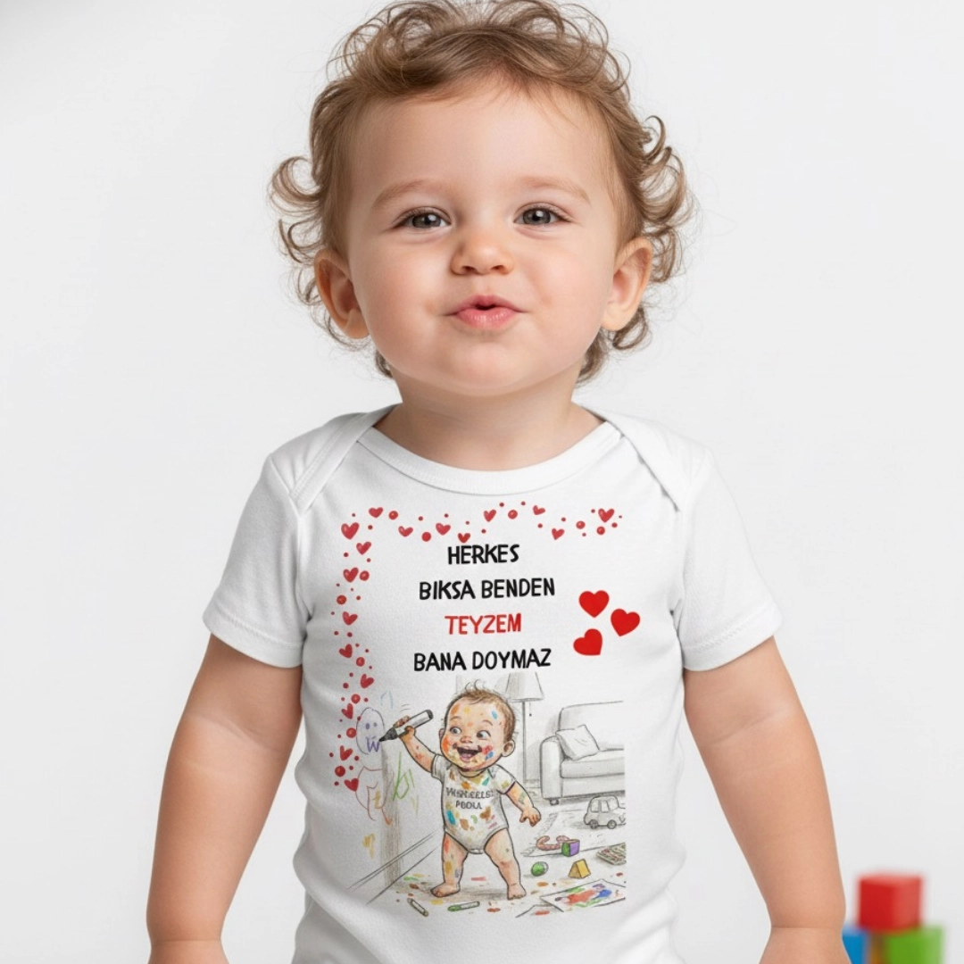 Herkes Bıksa Benden Teyzem Bana Doyamaz Baskılı Zıbın Herkes Bıksa Benden Teyzem Bana Doyamaz Baskılı Zıbın - Görsel 1