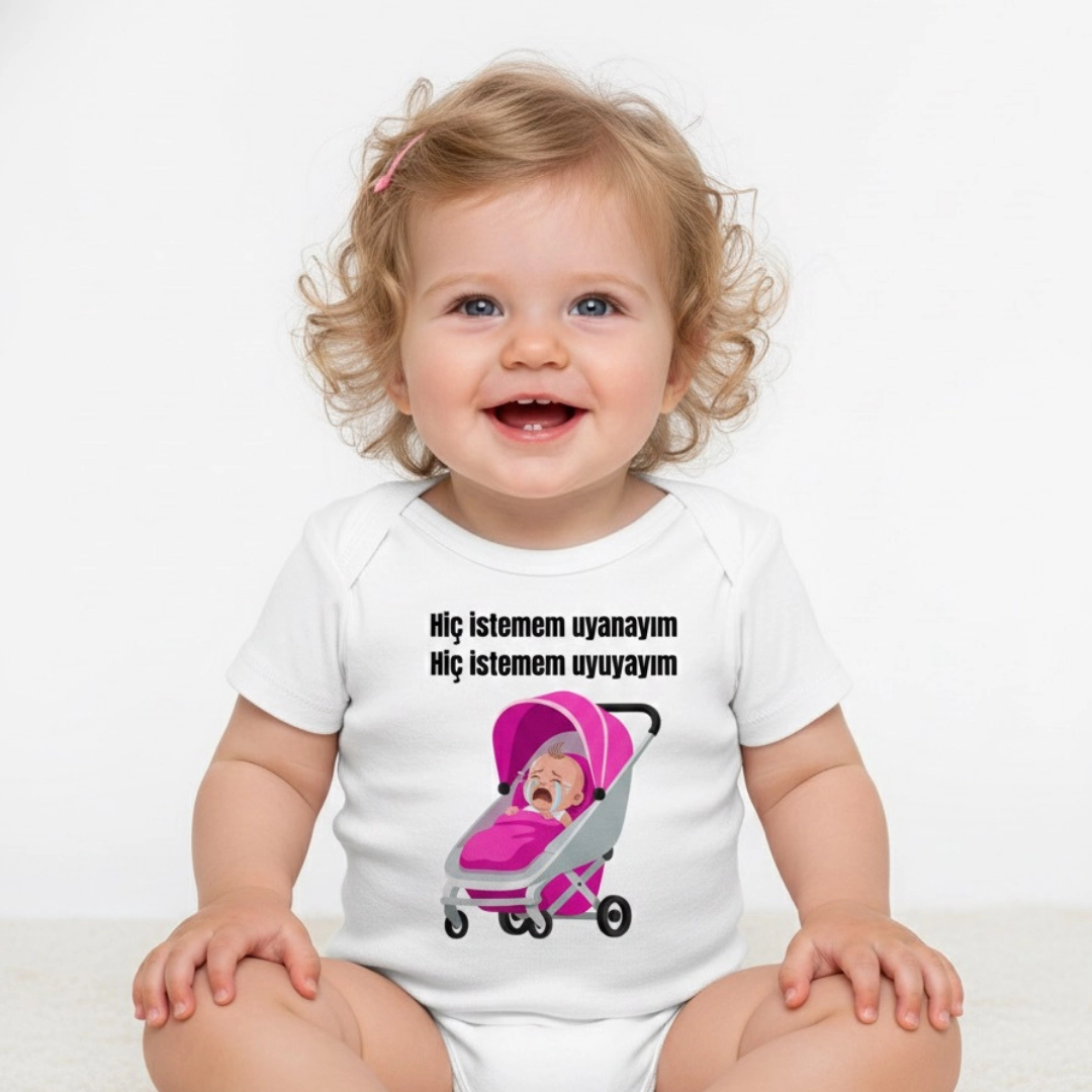 Hiç İstemem Uyanayım Baskılı Zıbın Kız Bebek Hiç İstemem Uyanayım Baskılı Zıbın Kız Bebek - Görsel 1