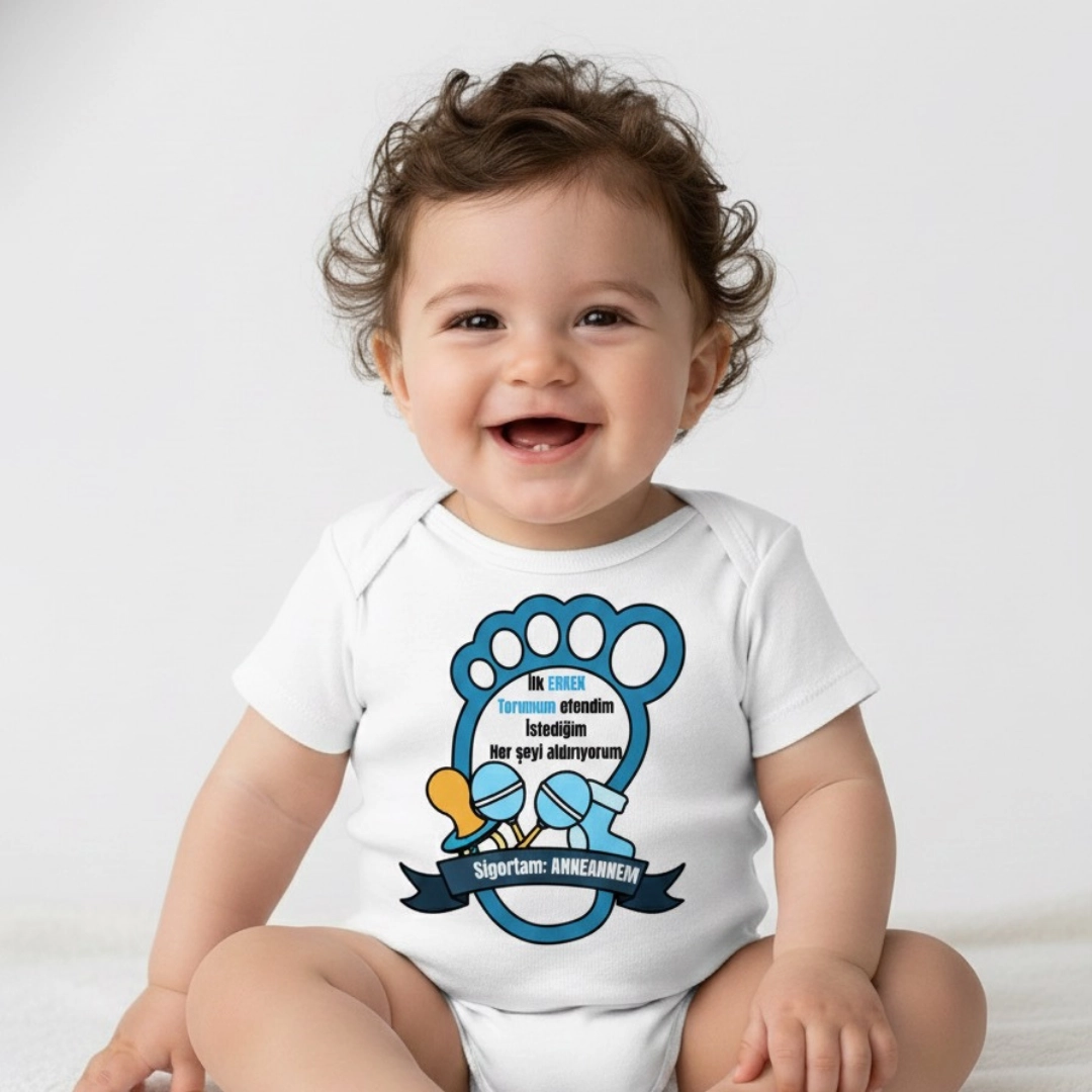 İlk Erkek Torun Anneanne Baskılı Zıbın İlk Erkek Torun Anneanne Baskılı Zıbın - Görsel 1