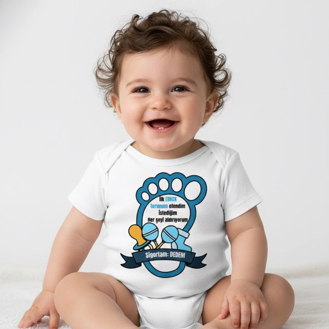 İlk Erkek Torun Dede Baskılı Zıbın İlk Erkek Torun Dede Baskılı Zıbın - Görsel 1