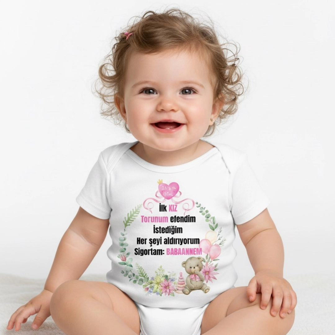 İlk Kız Torun Babaanne Baskılı Zıbın İlk Kız Torun Babaanne Baskılı Zıbın - Görsel 1