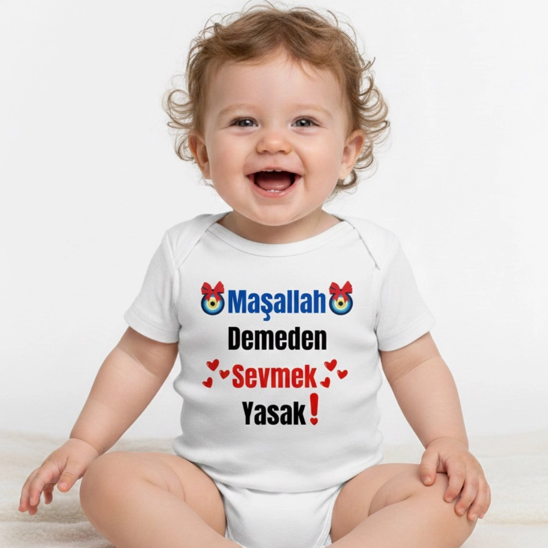 Maşallah Demeden Sevmek Yasak Baskılı Zıbın Maşallah Demeden Sevmek Yasak Baskılı Zıbın - Görsel 1