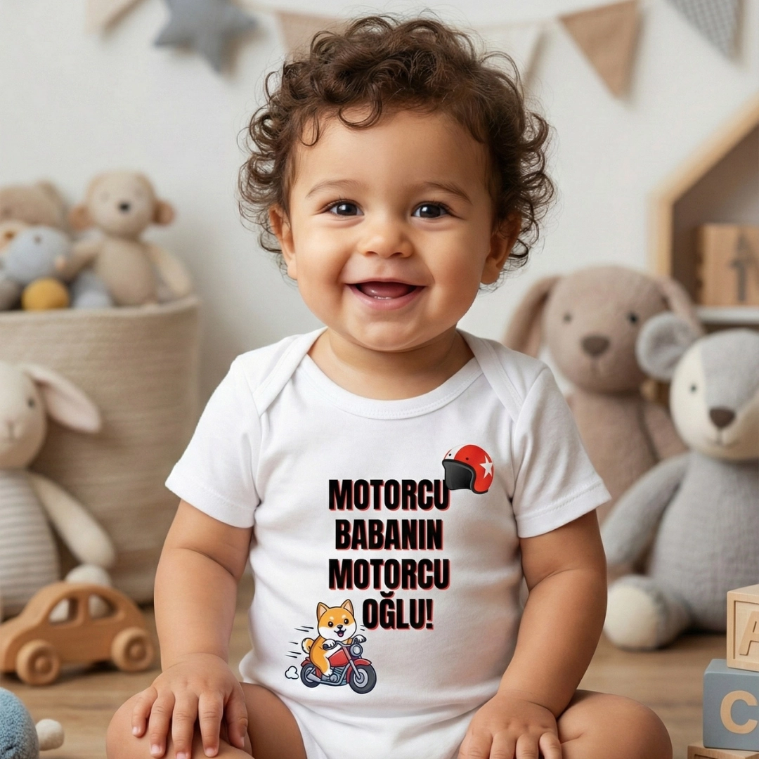 Motorcu Babanın Motorcu Oğlu Baskılı Zıbın Motorcu Babanın Motorcu Oğlu Baskılı Zıbın - Görsel 1