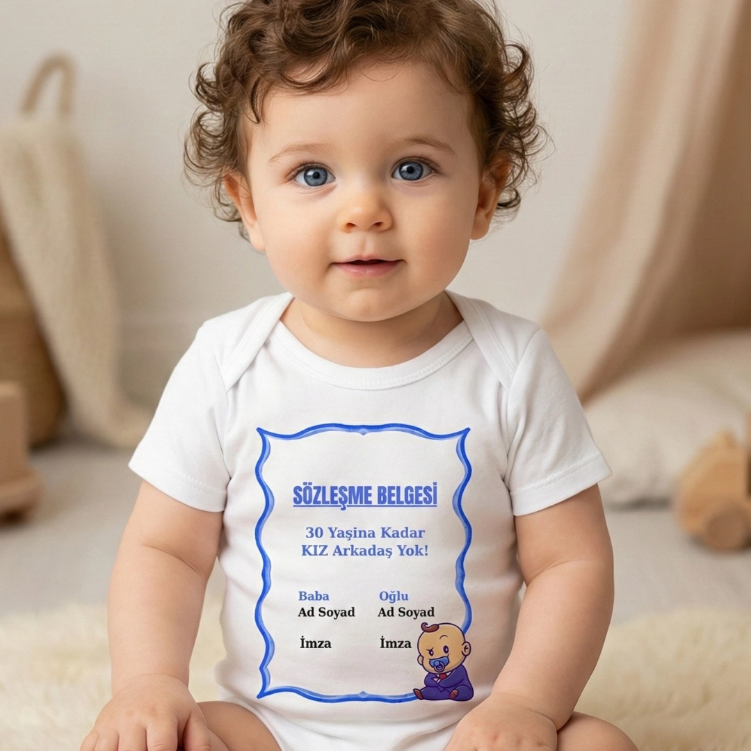 Sözleşme Belgesi Baskılı Zıbın Erkek Bebek Sözleşme Belgesi Baskılı Zıbın Erkek Bebek - Görsel 1