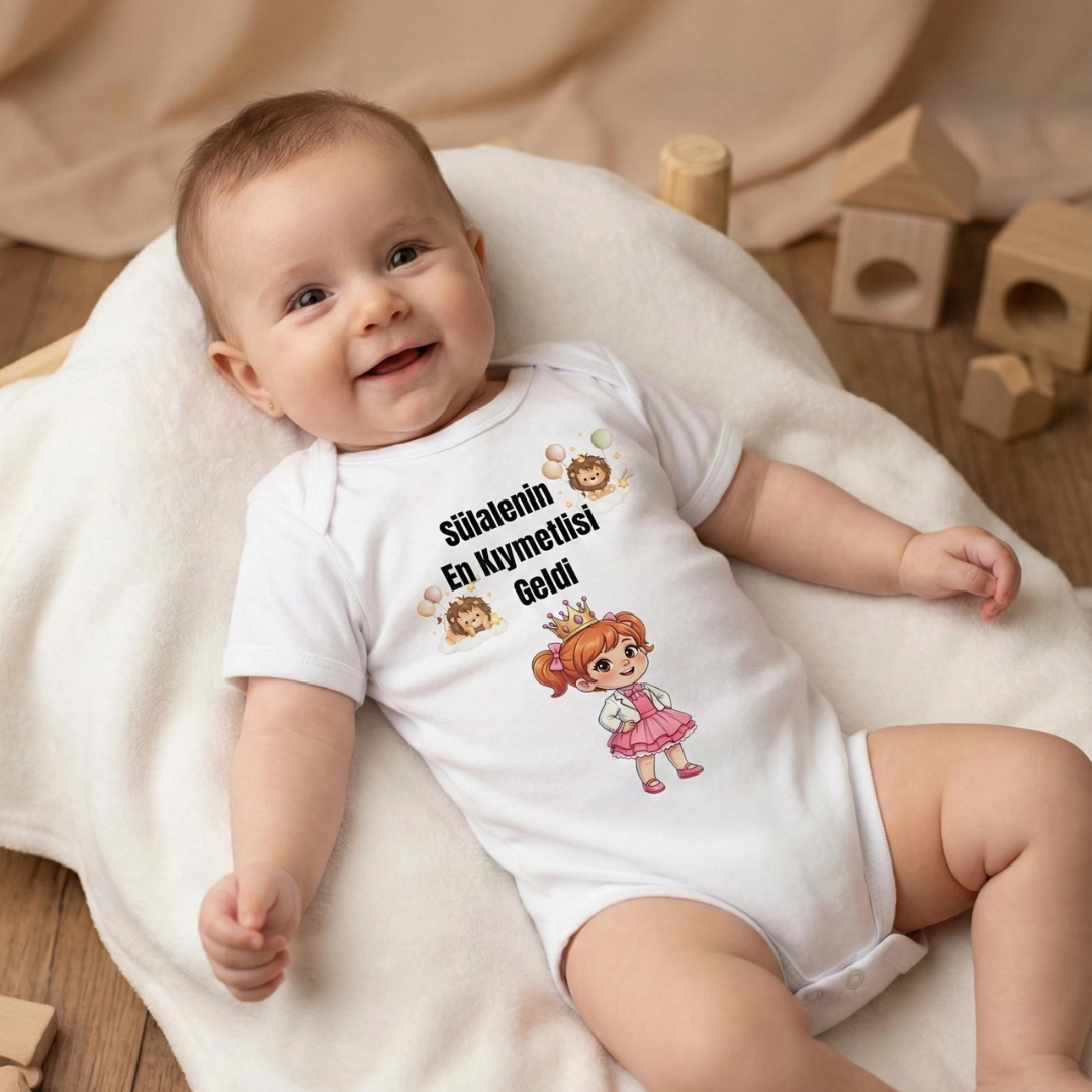 Sülalenin En Kıymetlisi Kız Bebek Baskılı Zıbın Sülalenin En Kıymetlisi Kız Bebek Baskılı Zıbın - Görsel 1