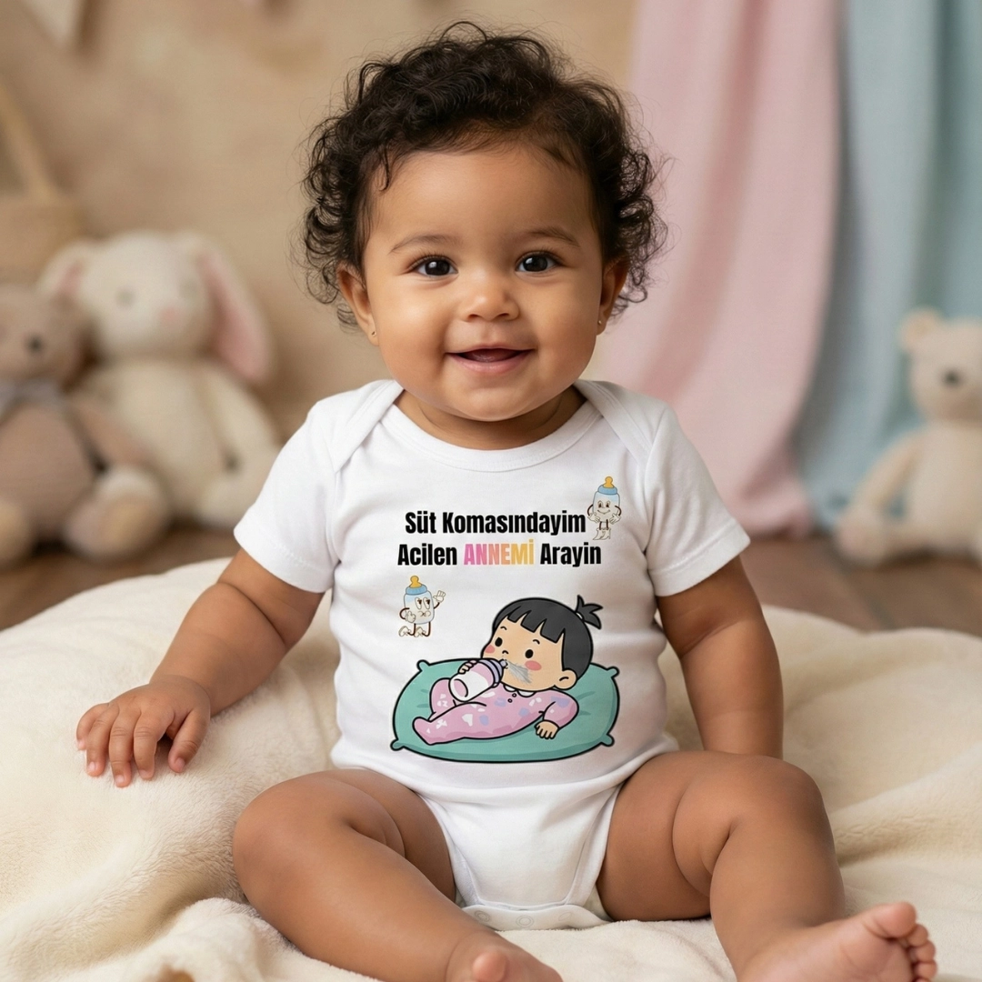 Süt Komasındayım Baskılı Zıbın Kız Bebek Süt Komasındayım Baskılı Zıbın Kız Bebek - Görsel 1