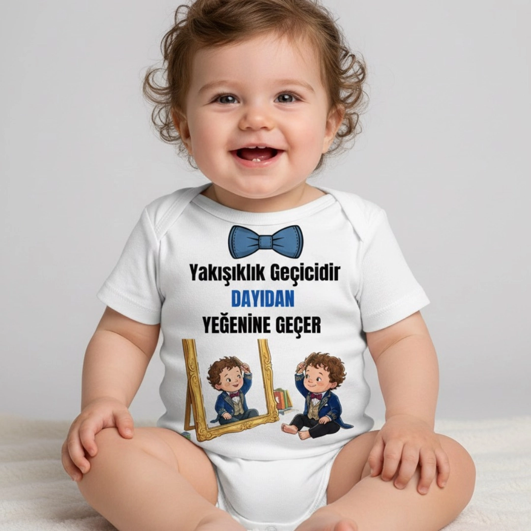 Yakışıklılık Geçicidir Dayıdan Yeğenine Geçer Baskılı Zıbın Yakışıklılık Geçicidir Dayıdan Yeğenine Geçer Baskılı Zıbın - Görsel 1