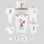 11'li Hastane Çıkış Seti İsme Özel Bisikletli Ayıcık Desenli