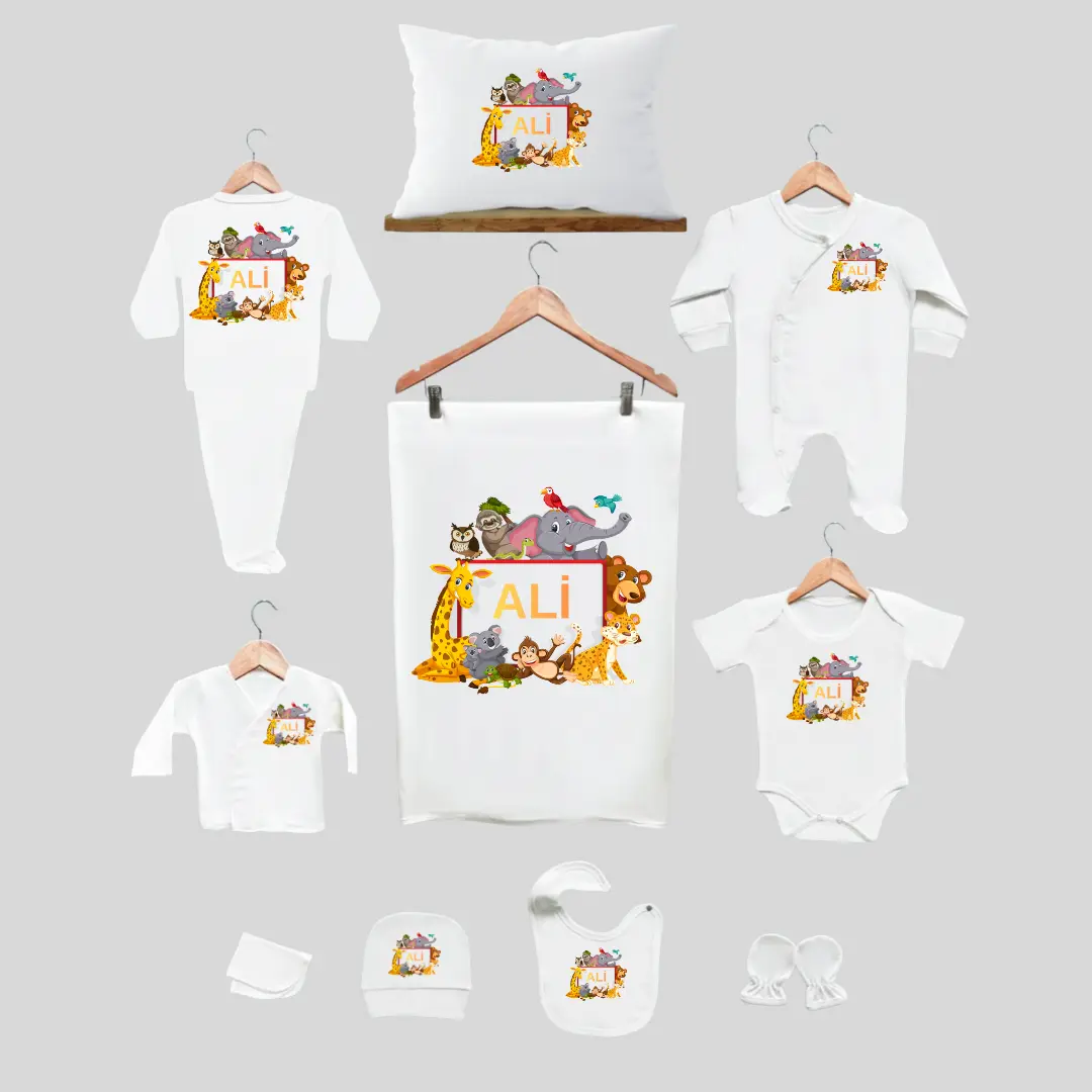 11'li Hastane Çıkış Seti İsme Özel Hayvan Desenli 11'li Hastane Çıkış Seti İsme Özel Hayvan Desenli - Görsel 1