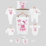 11'li Hastane Çıkış Seti İsme Özel Hello Kitty Desenli