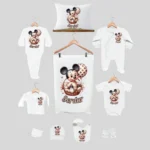 11'li Hastane Çıkış Seti İsme Özel Mickey Mouse Desenli