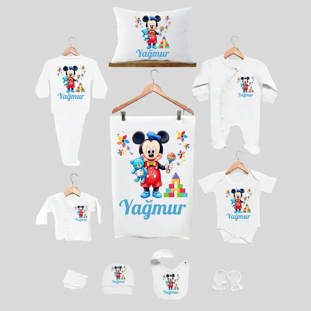 11'li Hastane Çıkış Seti İsme Özel Mickey Mouse 11'li Hastane Çıkış Seti İsme Özel Mickey Mouse - Görsel 1