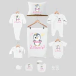 11li Hastane Çıkış Seti İsme Özel Penguen Desenli