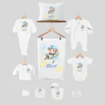 11li Hastane Çıkış Seti İsme Özel Pilot Ayıcık Desenli