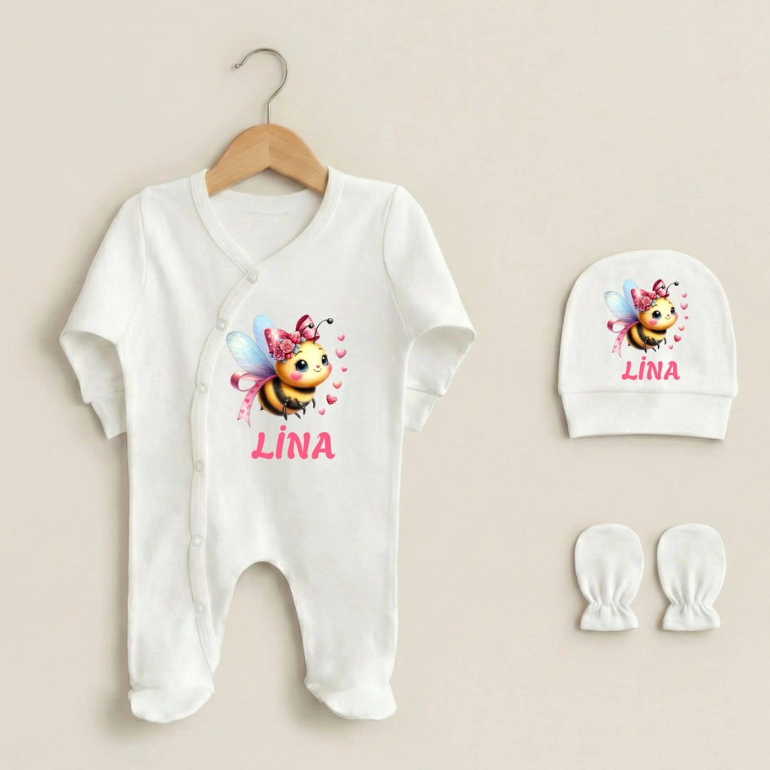 3'lü Tulum Set Arı Deseni Baskılı 3'lü Tulum Set Arı Deseni Baskılı