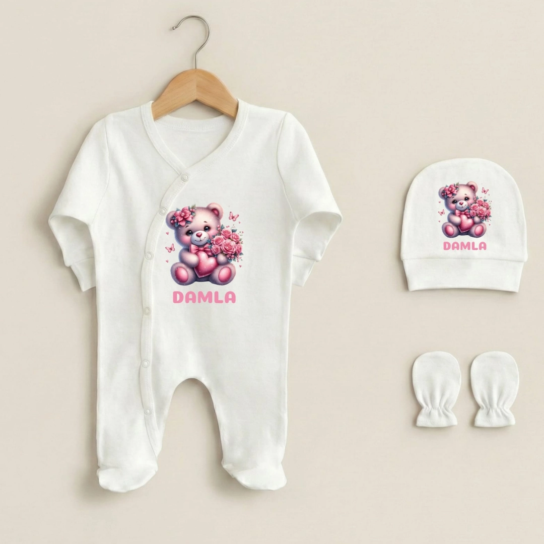 3'lü Tulum Set Sevimli Desenli Ayıcık 3'lü Tulum Set Sevimli Desenli Ayıcık - Görsel 1