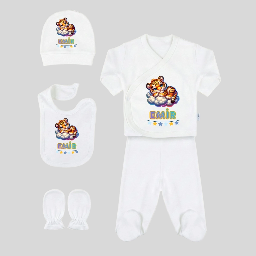 5'li Hastane Çıkış Seti Kaplan ve Bulut Temalı 5'li Hastane Çıkış Seti Kaplan ve Bulut Temalı - Görsel 1