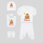 5'li Hastane Çıkış Seti Sevimli Anne Zürafa ve Bebekleri Baskılı