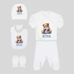 5'li Hastane Çıkış Seti Sevimli Ayıcık ve Harf Yastık Baskılı