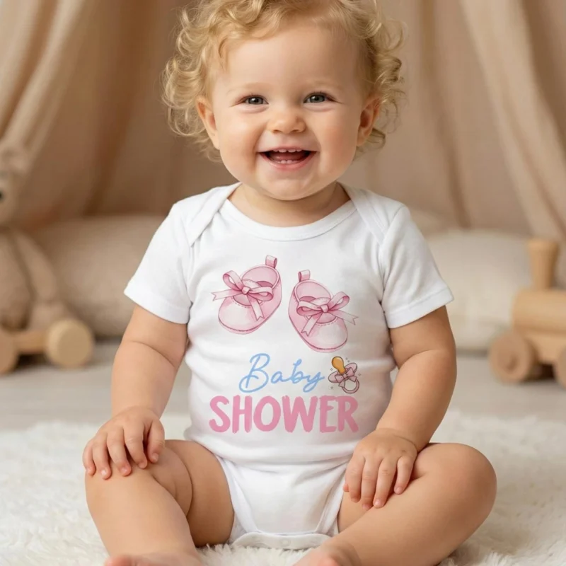 Baby Shower Baskılı Bebek Zıbın Çıtçıtlı Body