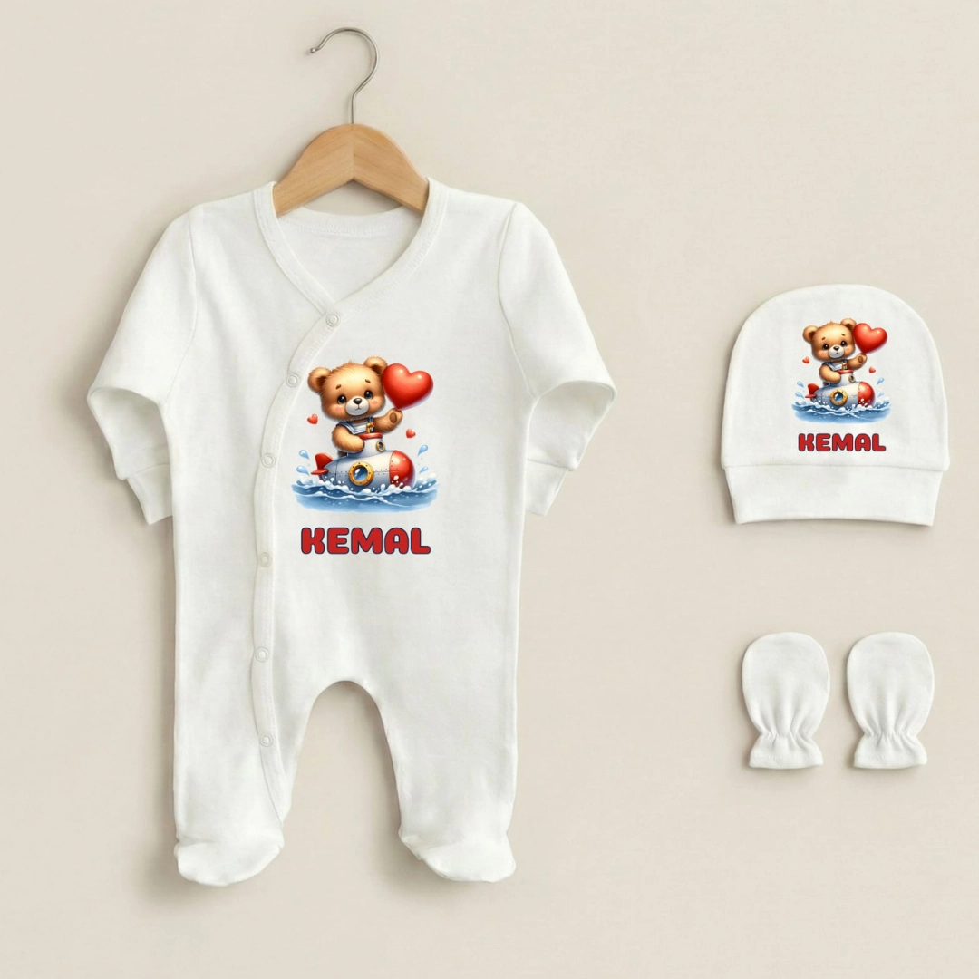 Denizci Ayı Baskılı Üçlü Tulum Set Denizci Ayı Baskılı Üçlü Tulum Set - Görsel 1