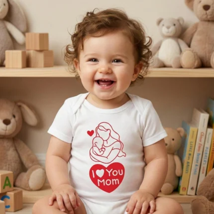 I Love You Mom Baskılı Bebek Zıbın Çıtçıtlı Body