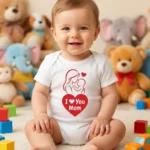 I Love You Mom Silüet Baskılı Bebek Zıbın Çıtçıtlı Body