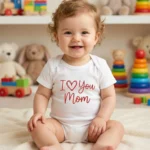 I Love You Mom Yazı Baskılı Bebek Zıbın Çıtçıtlı Body