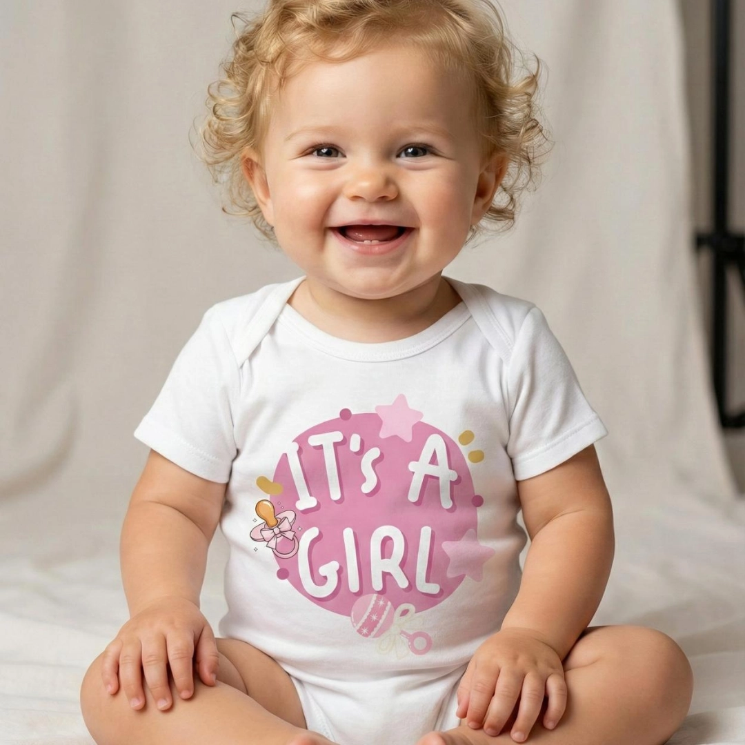 It's A Girl Baskılı Bebek Zıbın Çıtçıtlı Body It's A Girl Baskılı Bebek Zıbın Çıtçıtlı Body