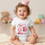 LoVe Kız Baskılı Bebek Zıbın Çıtçıtlı Body