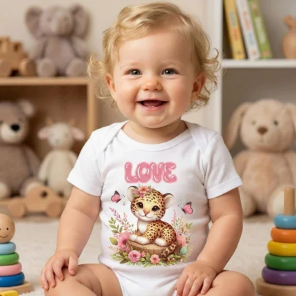 Love Kız Baskılı Bebek Zıbın Çıtçıtlı Body 2