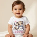 Love Kız Bebek Baskılı Zıbın