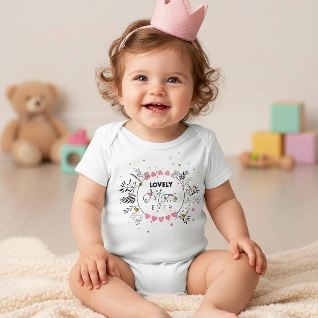 Lovely Mom Ever Baskılı Bebek Zıbın Çıtçıtlı Body Lovely Mom Ever Baskılı Bebek Zıbın Çıtçıtlı Body